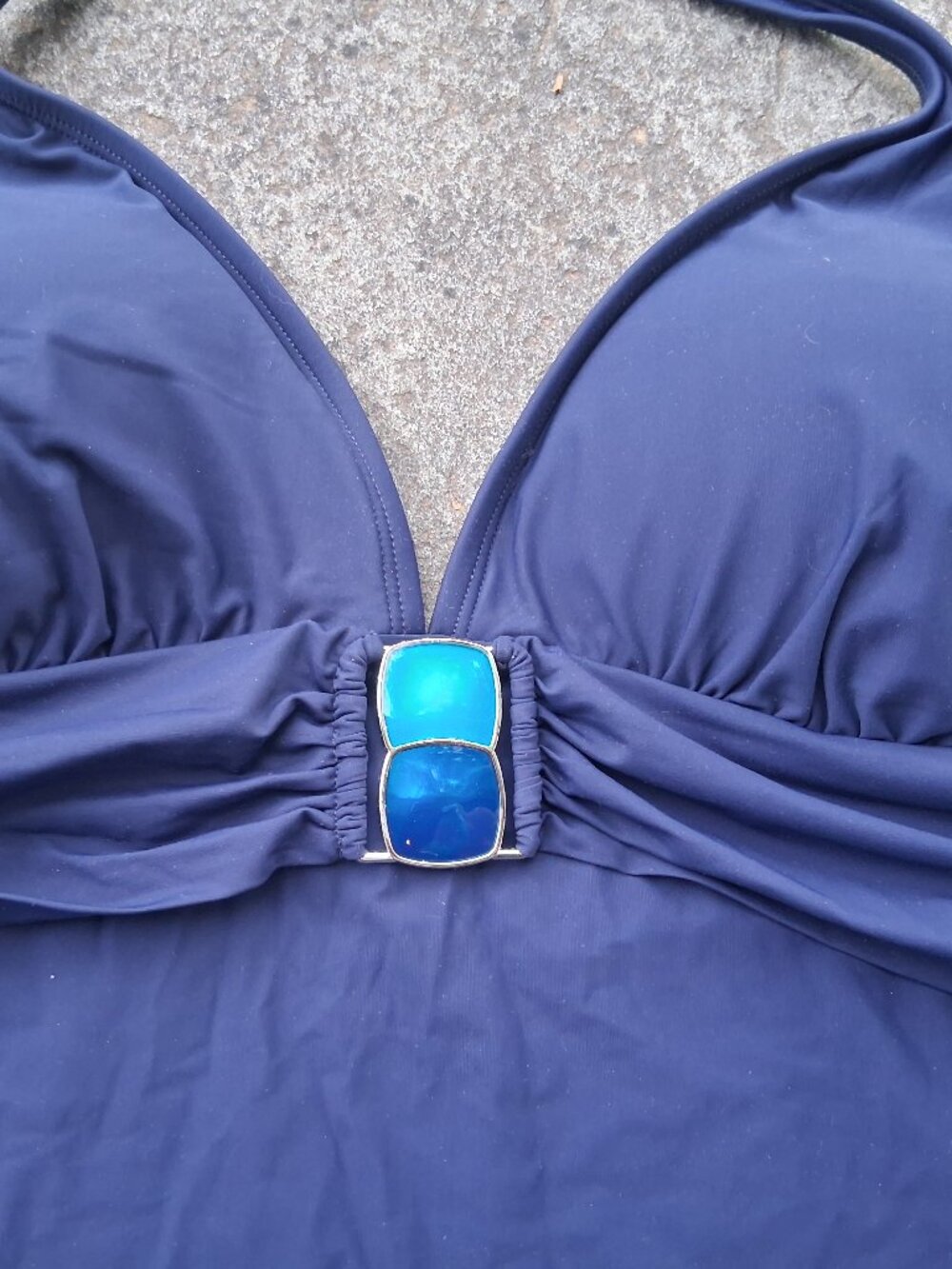 2bamboo Tankini Top 38D Cup XL Extra Large D Cup Navy Blue - Picture 2 of 5